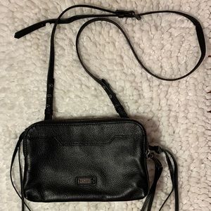 Joes Black Leather 5 Pocket Bag Adjustable Strap